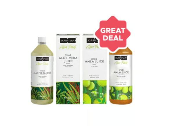 Kapiva Wild Amla Cold Pressed Juice + Thar Aloe Vera Herbal Juice Combo